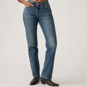 LEVI'S WOMEN'S 501 CURVE JEANS  MED INDIGO - WORN IN Studded 29x 30